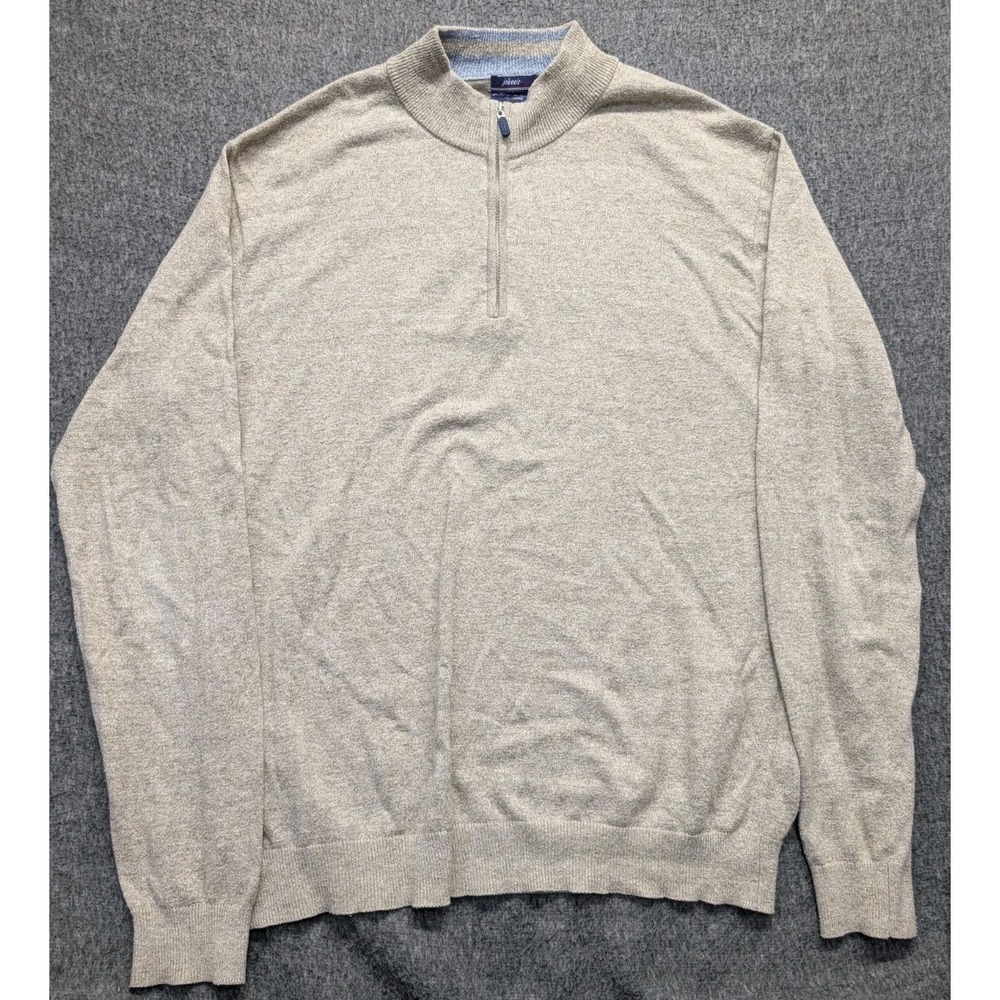 Johnnie O Mens Quarter Zip Pullover Sweater Light Tan Marled Knit Size L - Picture 2 of 10